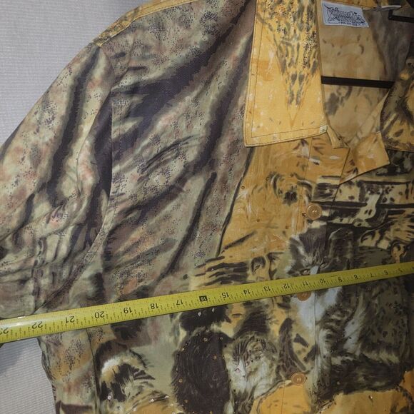 Vintage Yellow Rhinestone Cat Jacket Women's XL Denim w Drawstring Waist Unique - Picture 6 of 12